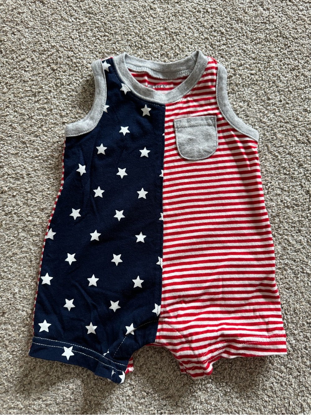 Patriotic Star & Stripe Baby Romper - Red, White & Navy